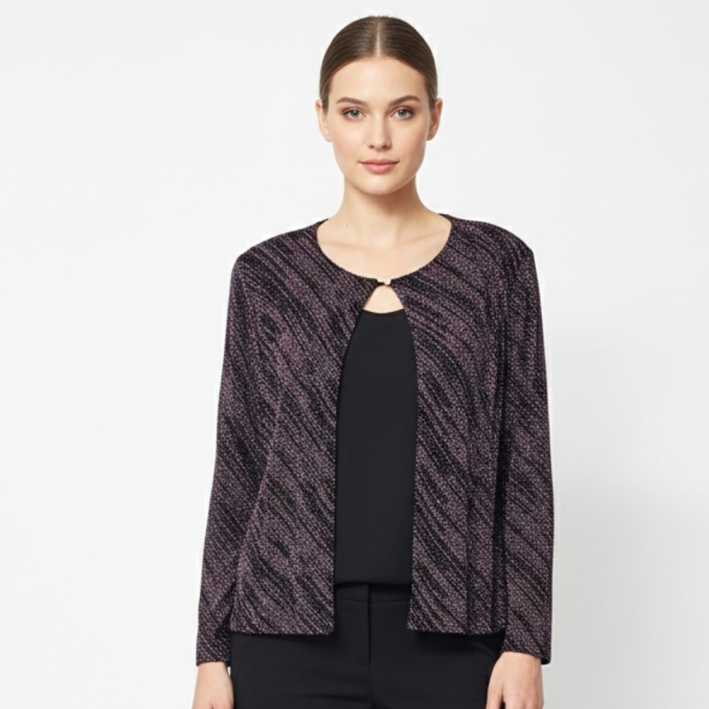 Vintage Onyx Nite Jacket Bling Metallic Glam Retro Holiday Evening Purple L